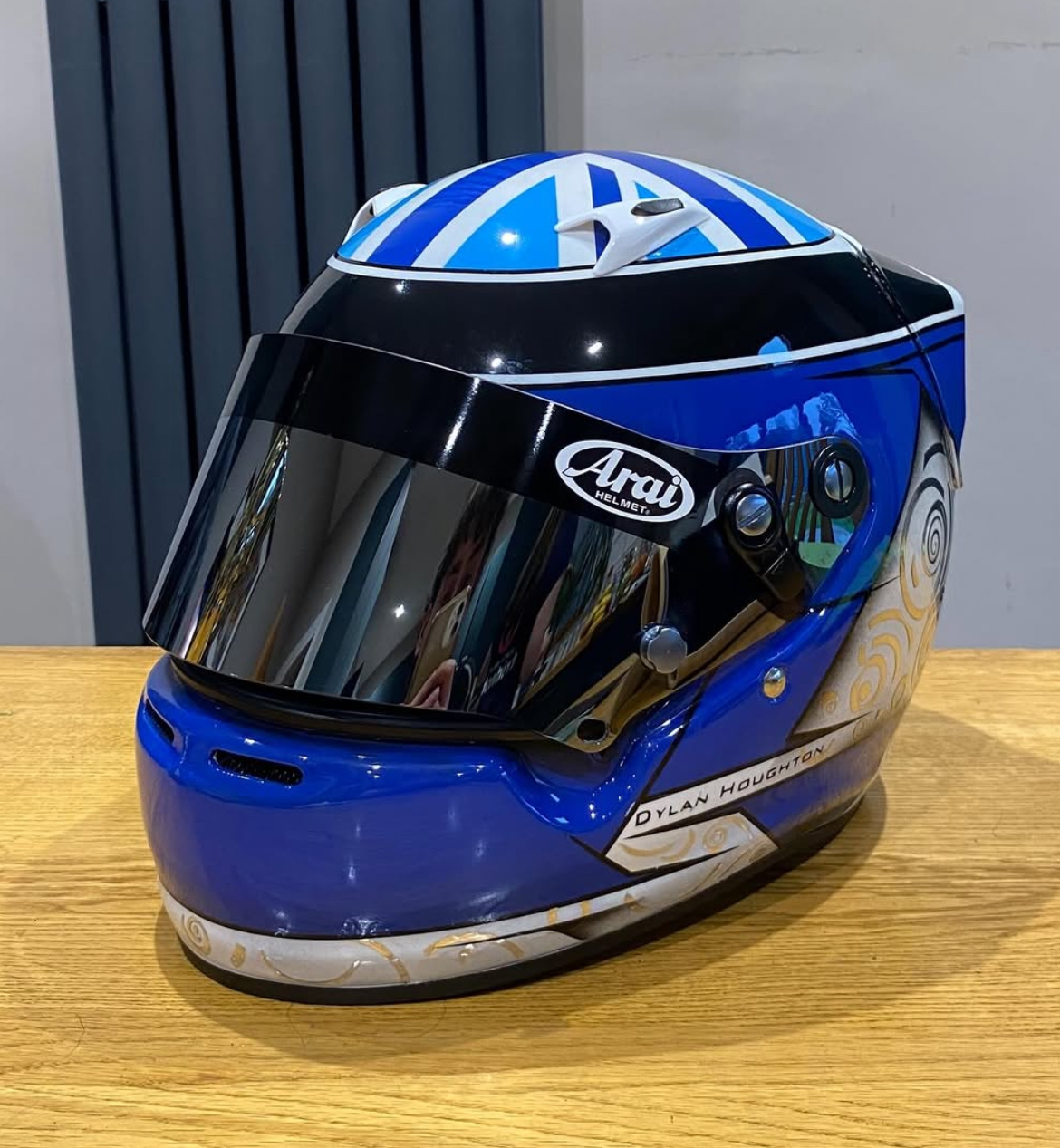 Custom hand-painted karting helmet design 10 by SK Designs