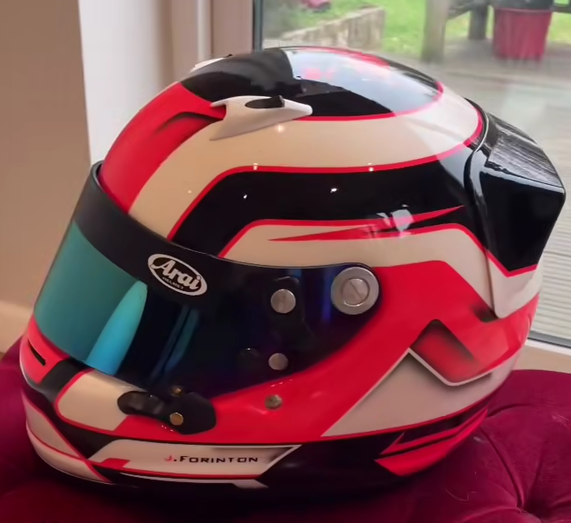 Custom hand-painted karting helmet design 13 by SK Designs