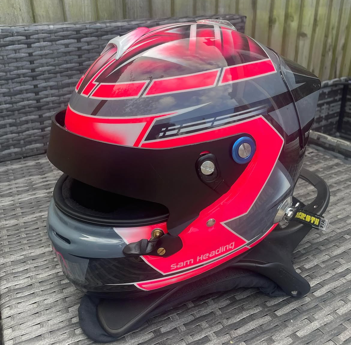 Custom hand-painted karting helmet design 15 by SK Designs