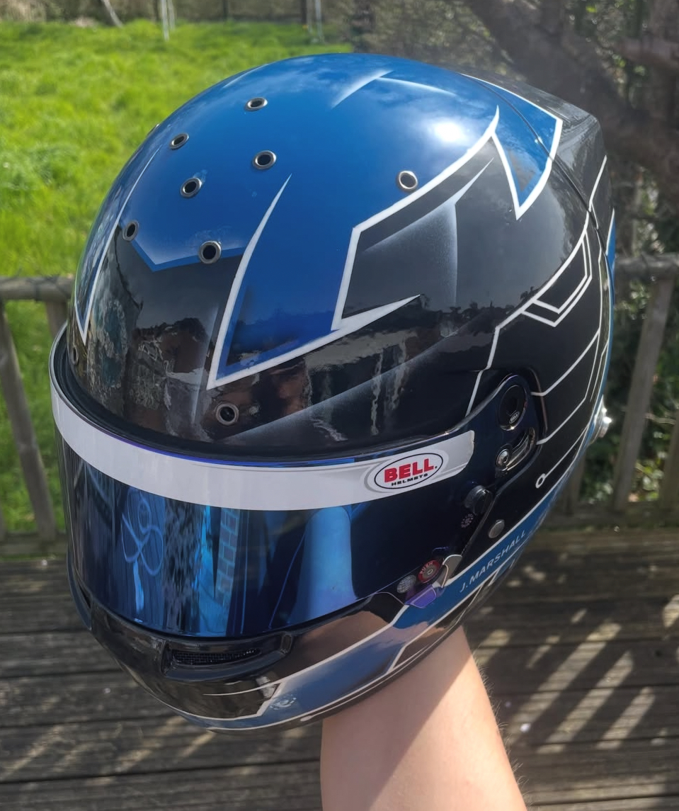 Custom hand-painted karting helmet design 20 by SK Designs