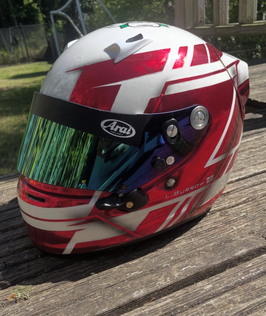 Custom hand-painted karting helmet design 21 by SK Designs