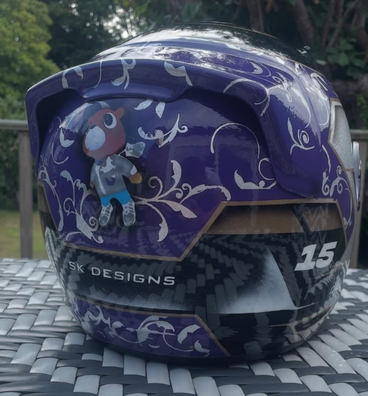 Custom hand-painted karting helmet design 27 by SK Designs