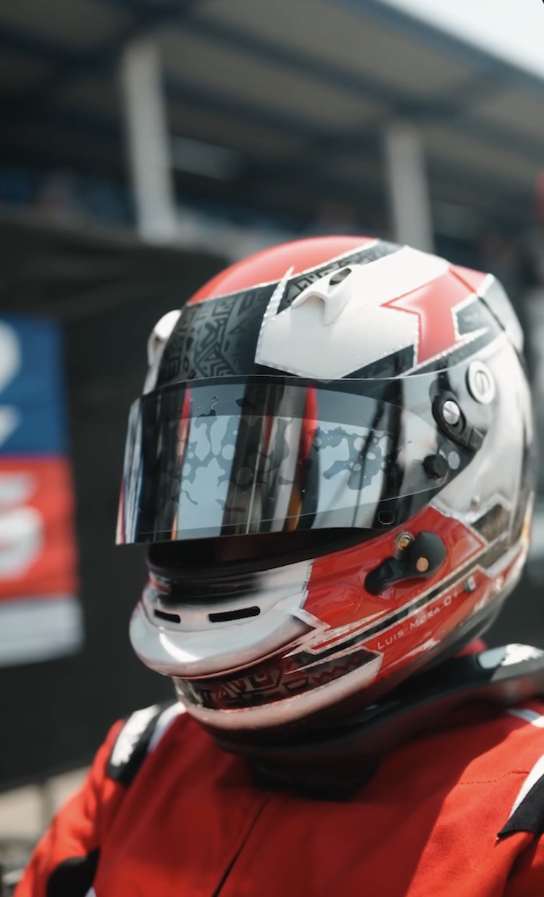 Custom hand-painted karting helmet design 32 by SK Designs