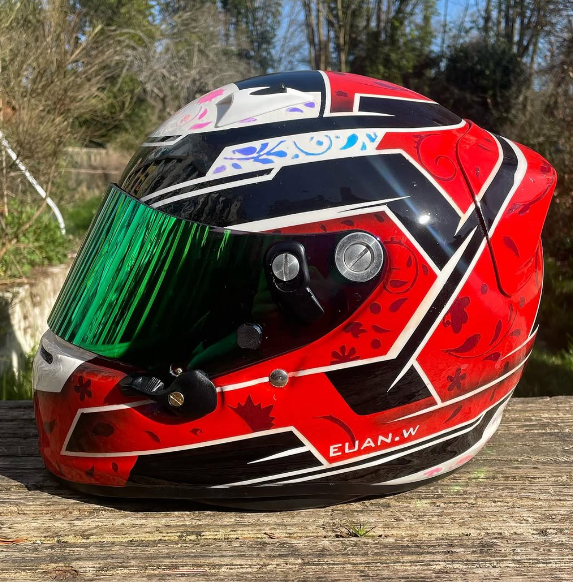 Custom hand-painted karting helmet design 6 by SK Designs