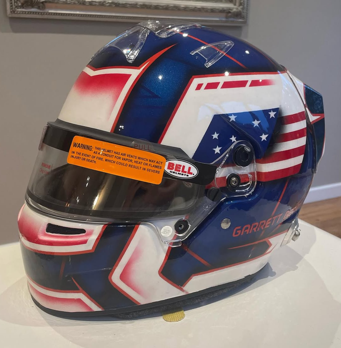 Custom hand-painted karting helmet design 8 by SK Designs